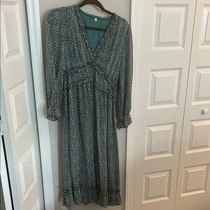 Elegant Green Floral Women's Dress